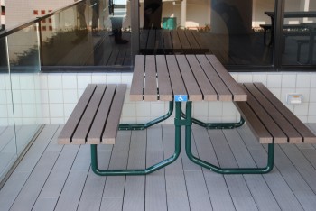 Outdoor table with wheelchair access